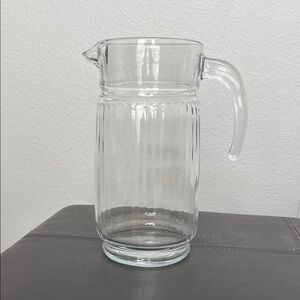 Vintage look Ribbed Clear Glass Pitcher.